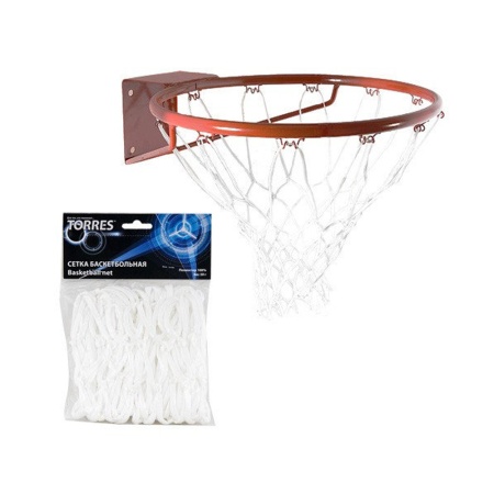 Купить Сетка баскетбольная Torres, нить 4 мм, белая в Краснозаводске 